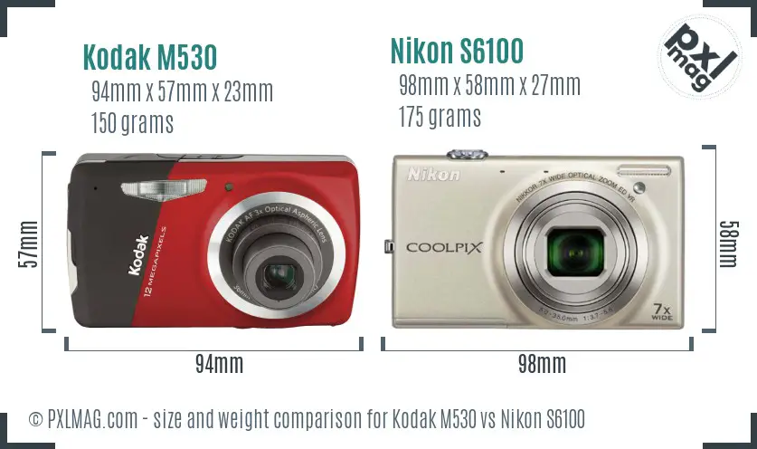 Kodak M530 vs Nikon S6100 size comparison Kodak M530 vs Nikon S6100 size comparison