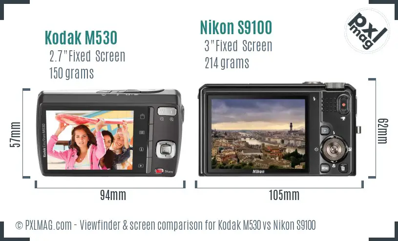 Kodak M530 vs Nikon S9100 Screen and Viewfinder comparison Kodak M530 vs Nikon S9100 Screen and Viewfinder comparison