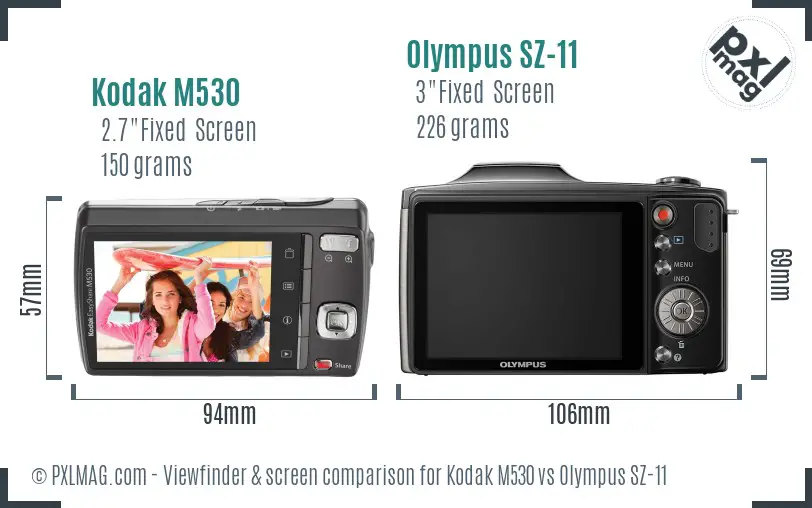 Kodak M530 vs Olympus SZ-11 Screen and Viewfinder comparison Kodak M530 vs Olympus SZ-11 Screen and Viewfinder comparison