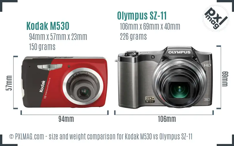 Kodak M530 vs Olympus SZ-11 size comparison Kodak M530 vs Olympus SZ-11 size comparison