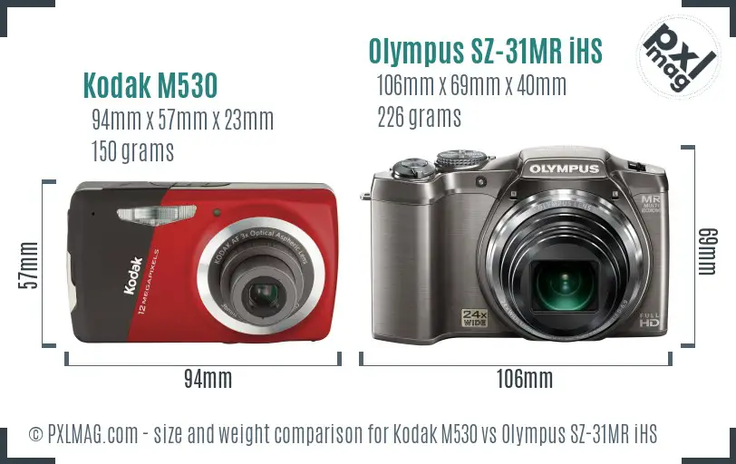 Kodak M530 vs Olympus SZ-31MR iHS size comparison Kodak M530 vs Olympus SZ-31MR iHS size comparison