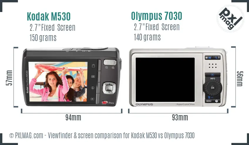 Kodak M530 vs Olympus 7030 Screen and Viewfinder comparison