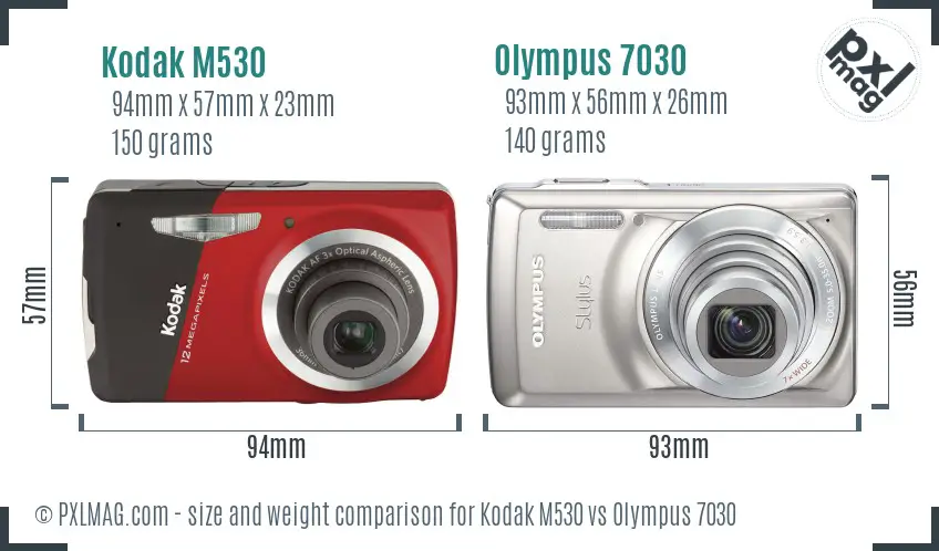 Kodak M530 vs Olympus 7030 size comparison