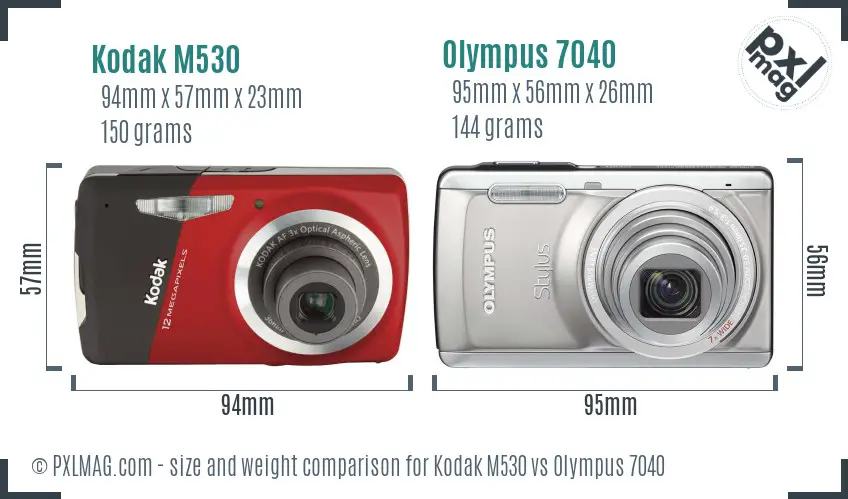 Kodak M530 vs Olympus 7040 size comparison