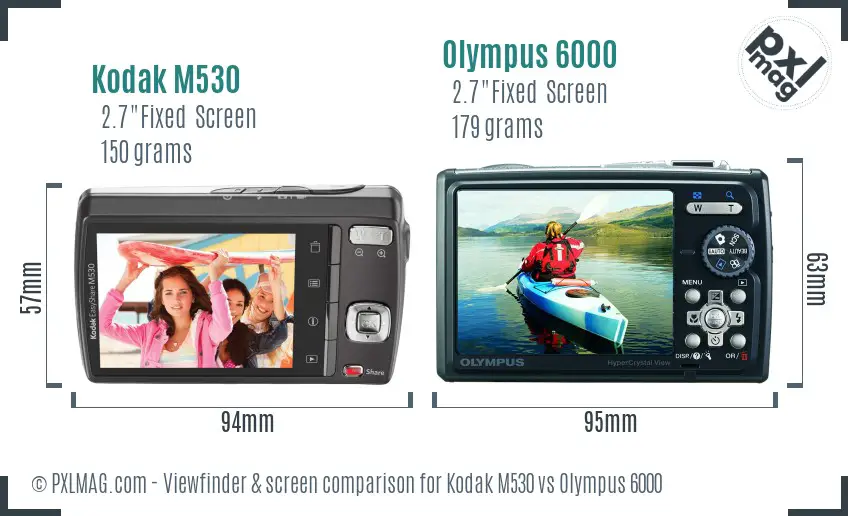 Kodak M530 vs Olympus 6000 Screen and Viewfinder comparison Kodak M530 vs Olympus 6000 Screen and Viewfinder comparison