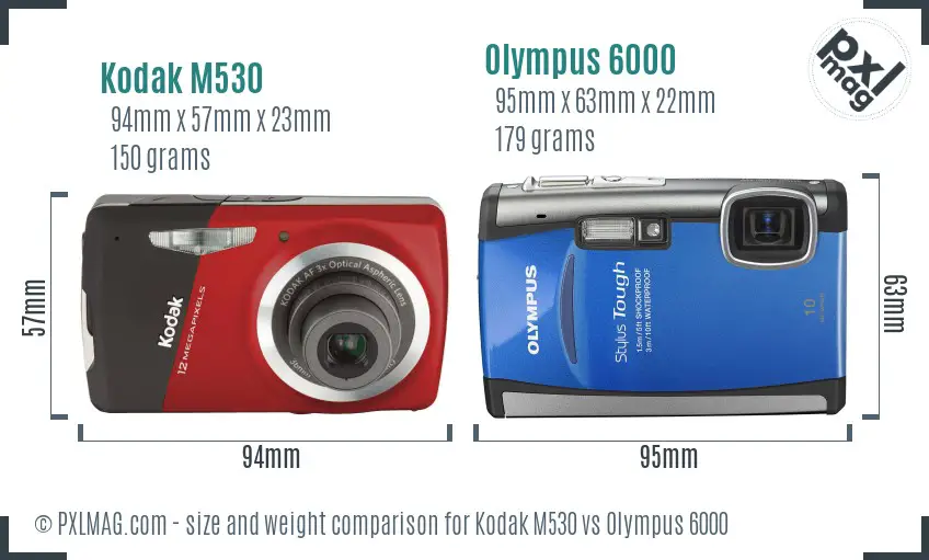 Kodak M530 vs Olympus 6000 size comparison Kodak M530 vs Olympus 6000 size comparison