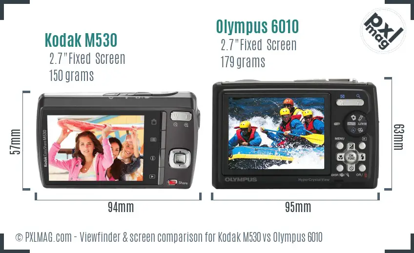 Kodak M530 vs Olympus 6010 Screen and Viewfinder comparison Kodak M530 vs Olympus 6010 Screen and Viewfinder comparison