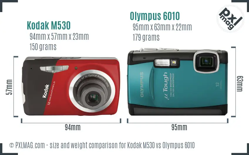 Kodak M530 vs Olympus 6010 size comparison Kodak M530 vs Olympus 6010 size comparison