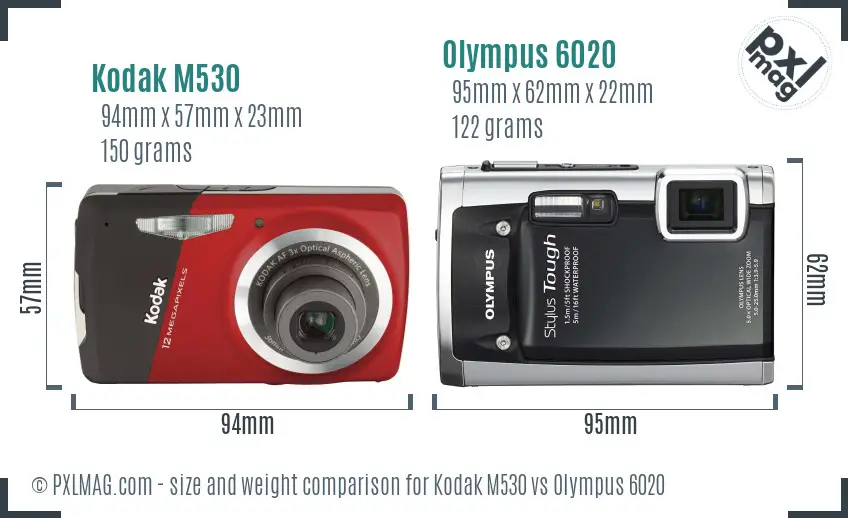 Kodak M530 vs Olympus 6020 size comparison