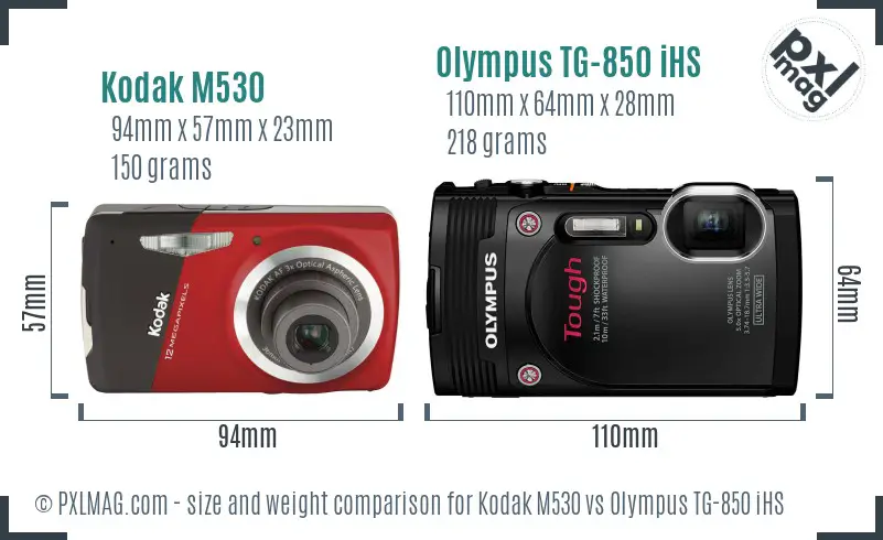 Kodak M530 vs Olympus TG-850 iHS size comparison