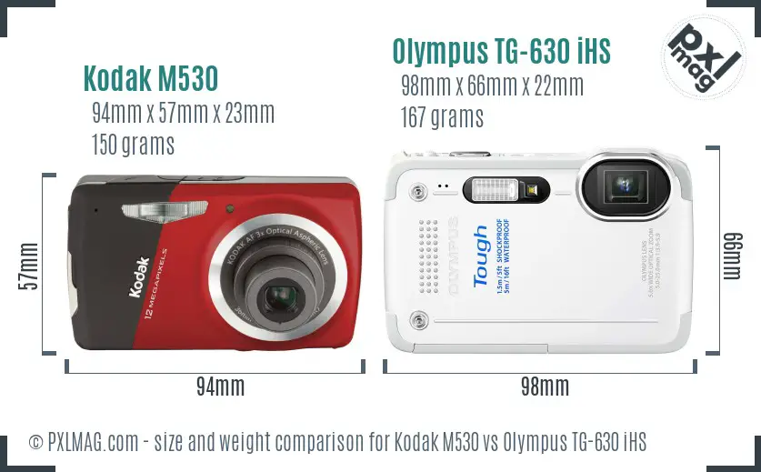 Kodak M530 vs Olympus TG-630 iHS size comparison