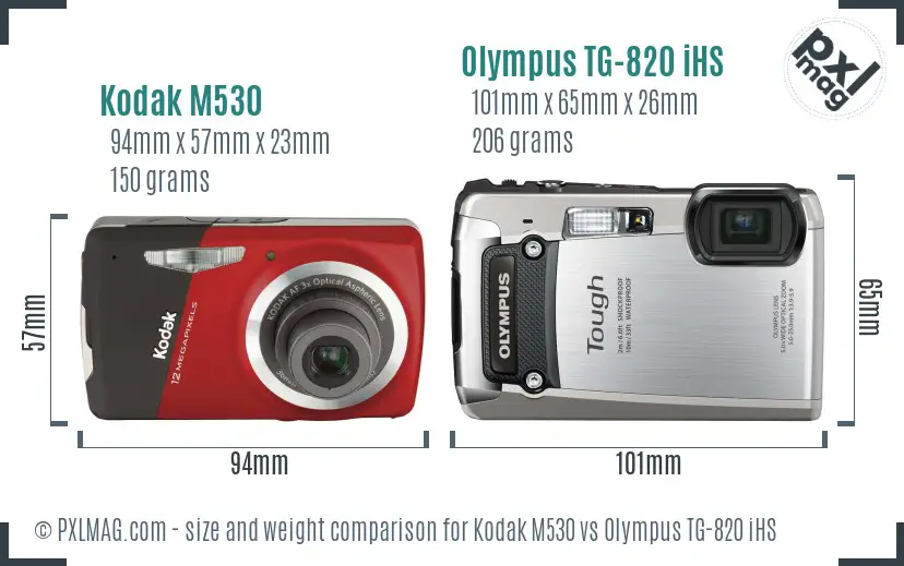 Kodak M530 vs Olympus TG-820 iHS size comparison