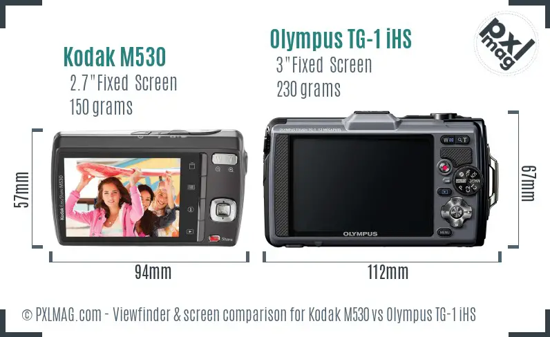 Kodak M530 vs Olympus TG-1 iHS Screen and Viewfinder comparison