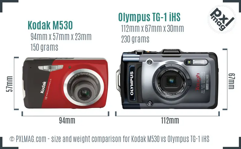 Kodak M530 vs Olympus TG-1 iHS size comparison