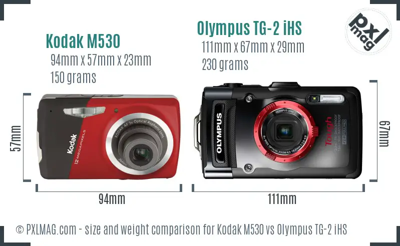 Kodak M530 vs Olympus TG-2 iHS size comparison