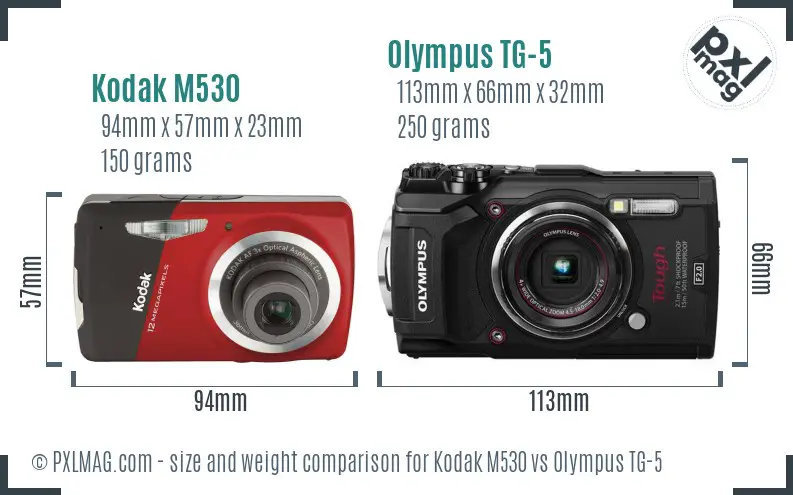 Kodak M530 vs Olympus TG-5 size comparison Kodak M530 vs Olympus TG-5 size comparison