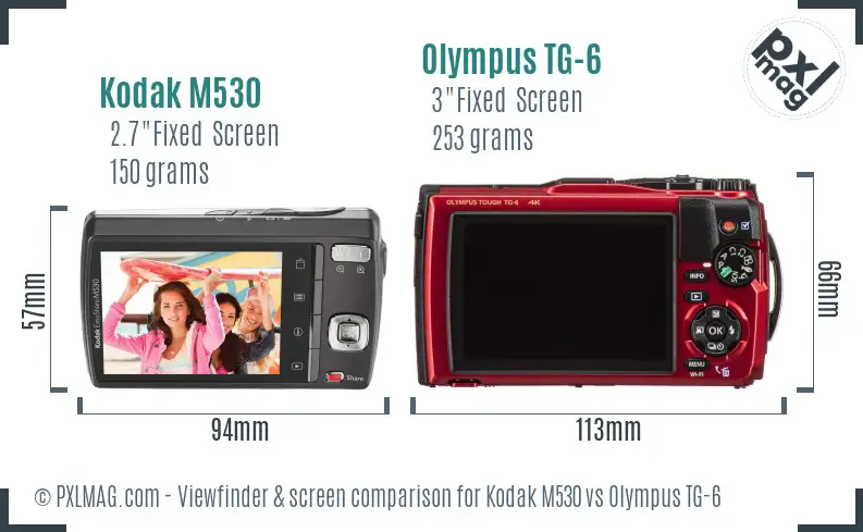 Kodak M530 vs Olympus TG-6 Screen and Viewfinder comparison Kodak M530 vs Olympus TG-6 Screen and Viewfinder comparison