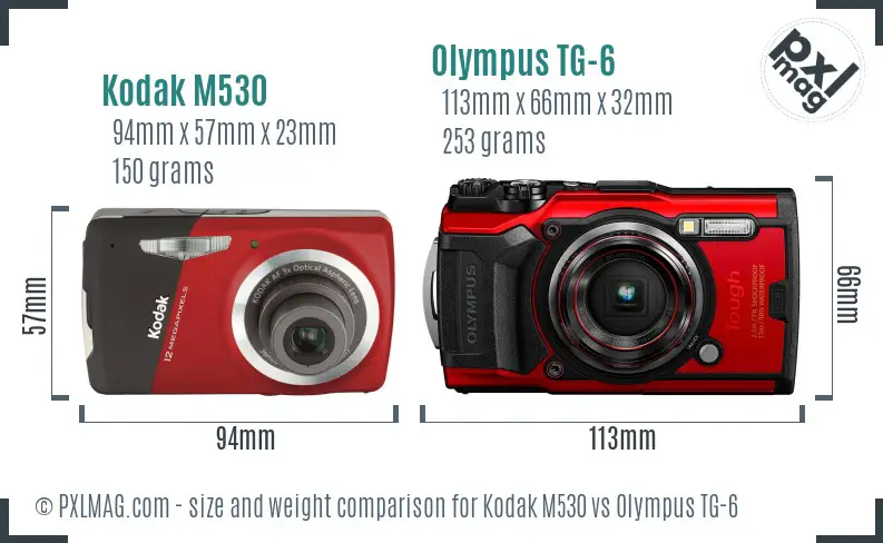 Kodak M530 vs Olympus TG-6 size comparison Kodak M530 vs Olympus TG-6 size comparison