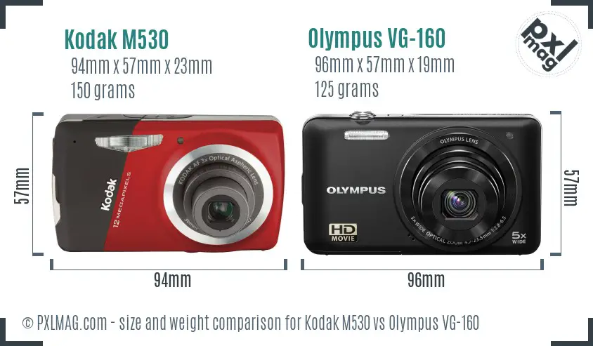Kodak M530 vs Olympus VG-160 size comparison