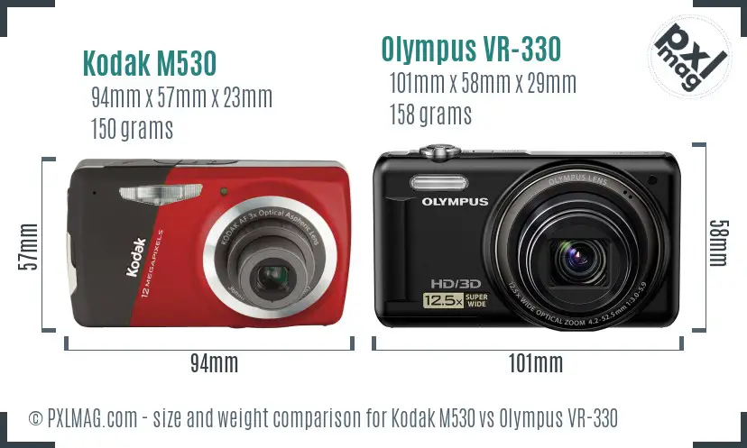 Kodak M530 vs Olympus VR-330 size comparison Kodak M530 vs Olympus VR-330 size comparison