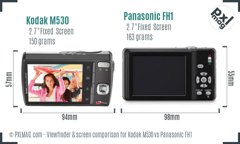Kodak M530 vs Panasonic FH1 Screen and Viewfinder comparison