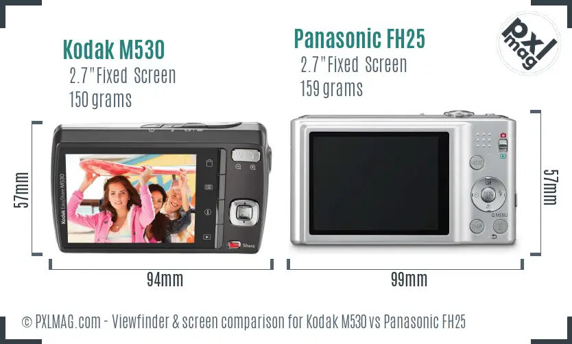 Kodak M530 vs Panasonic FH25 Screen and Viewfinder comparison