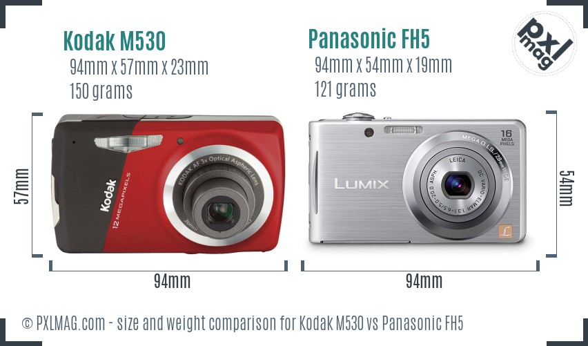 Kodak M530 vs Panasonic FH5 size comparison Kodak M530 vs Panasonic FH5 size comparison