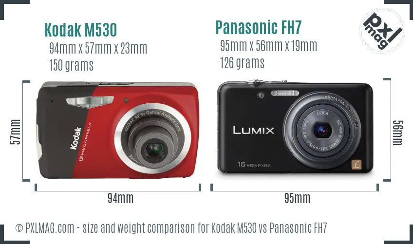 Kodak M530 vs Panasonic FH7 size comparison Kodak M530 vs Panasonic FH7 size comparison
