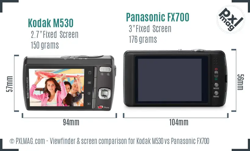 Kodak M530 vs Panasonic FX700 Screen and Viewfinder comparison Kodak M530 vs Panasonic FX700 Screen and Viewfinder comparison