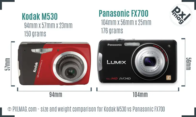 Kodak M530 vs Panasonic FX700 size comparison Kodak M530 vs Panasonic FX700 size comparison