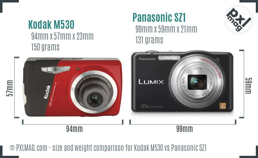 Kodak M530 vs Panasonic SZ1 size comparison Kodak M530 vs Panasonic SZ1 size comparison