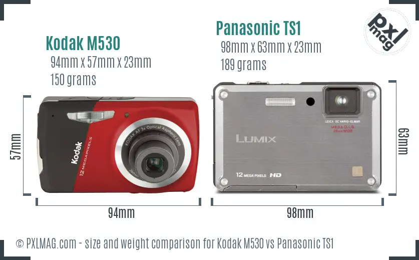 Kodak M530 vs Panasonic TS1 size comparison Kodak M530 vs Panasonic TS1 size comparison
