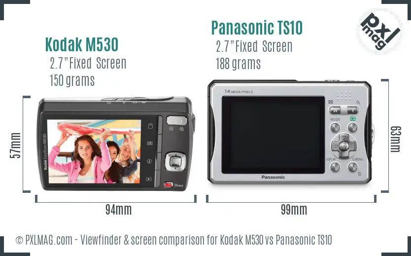 Kodak M530 vs Panasonic TS10 Screen and Viewfinder comparison