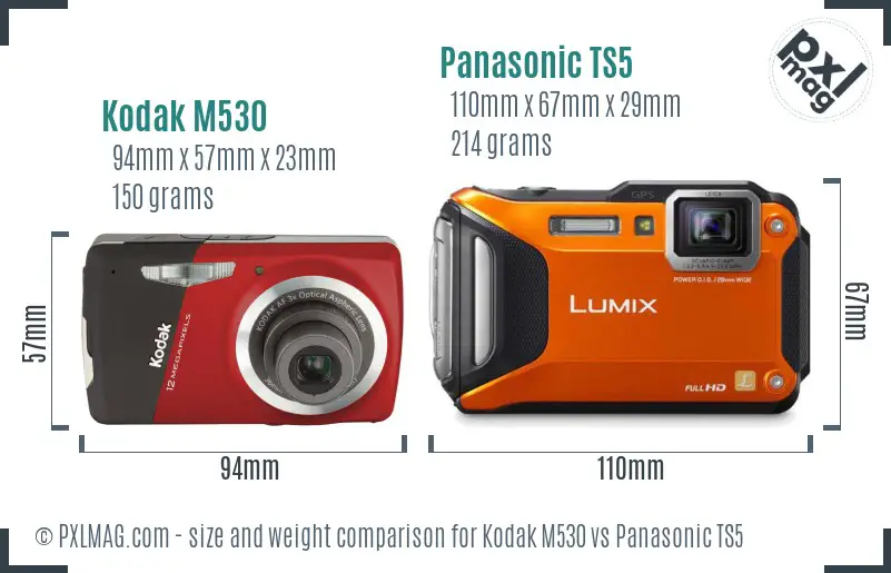 Kodak M530 vs Panasonic TS5 size comparison Kodak M530 vs Panasonic TS5 size comparison
