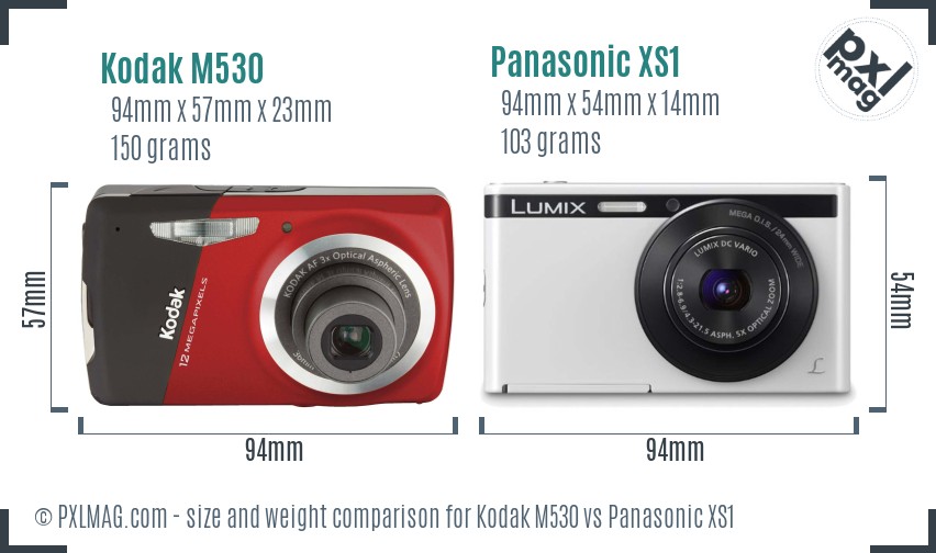 Kodak M530 vs Panasonic XS1 size comparison Kodak M530 vs Panasonic XS1 size comparison