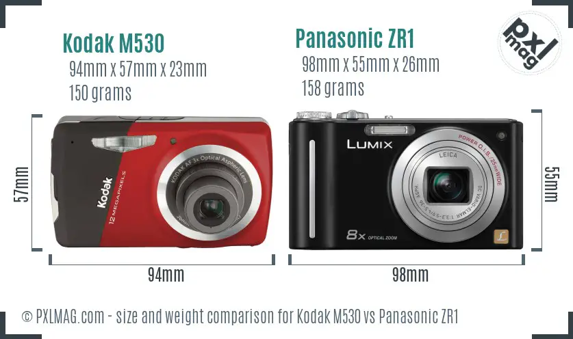 Kodak M530 vs Panasonic ZR1 size comparison