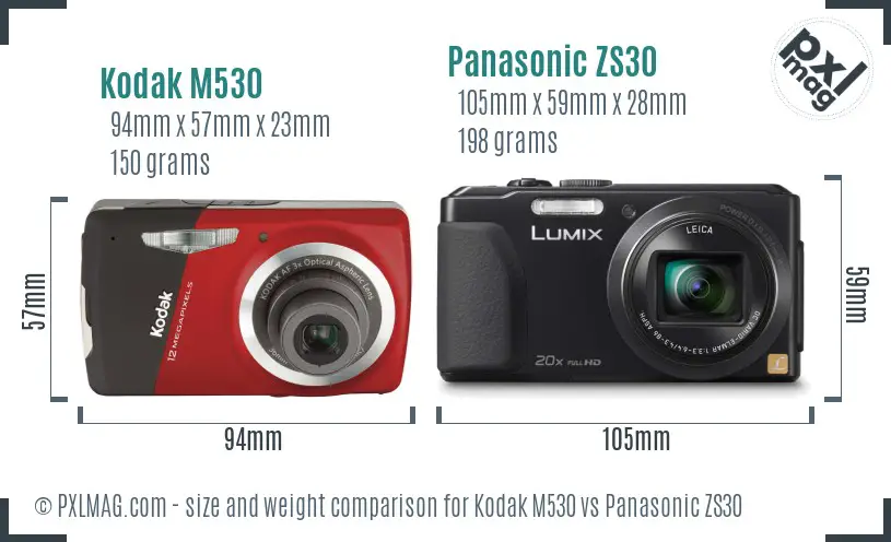 Kodak M530 vs Panasonic ZS30 size comparison Kodak M530 vs Panasonic ZS30 size comparison