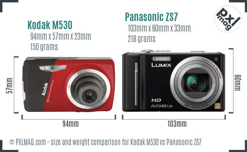 Kodak M530 vs Panasonic ZS7 size comparison Kodak M530 vs Panasonic ZS7 size comparison