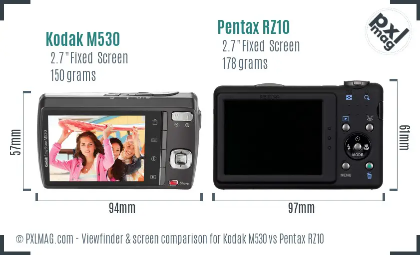 Kodak M530 vs Pentax RZ10 Screen and Viewfinder comparison Kodak M530 vs Pentax RZ10 Screen and Viewfinder comparison