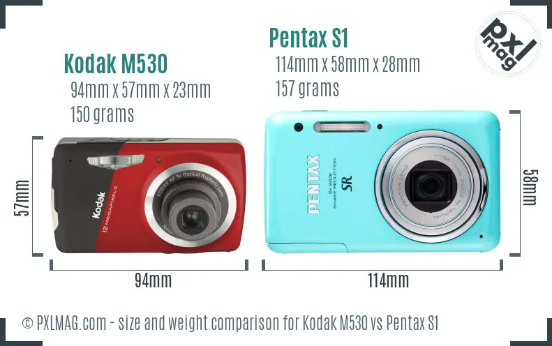 Kodak M530 vs Pentax S1 size comparison Kodak M530 vs Pentax S1 size comparison