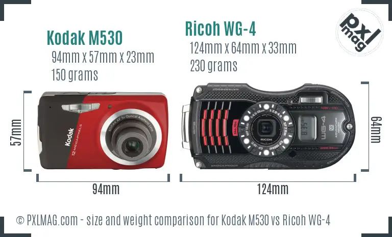 Kodak M530 vs Ricoh WG-4 size comparison Kodak M530 vs Ricoh WG-4 size comparison
