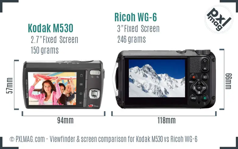 Kodak M530 vs Ricoh WG-6 Screen and Viewfinder comparison Kodak M530 vs Ricoh WG-6 Screen and Viewfinder comparison
