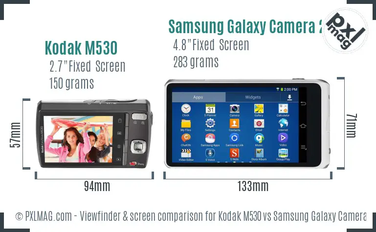 Kodak M530 vs Samsung Galaxy Camera 2 Screen and Viewfinder comparison