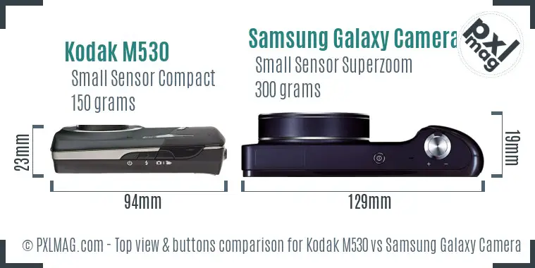 Kodak M530 vs Samsung Galaxy Camera top view buttons comparison