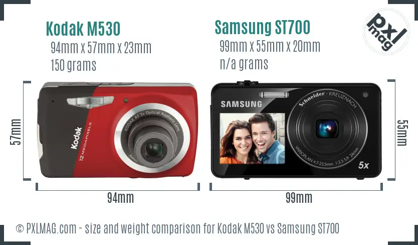 Kodak M530 vs Samsung ST700 size comparison