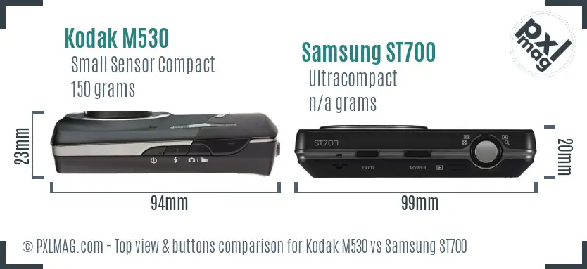 Kodak M530 vs Samsung ST700 top view buttons comparison