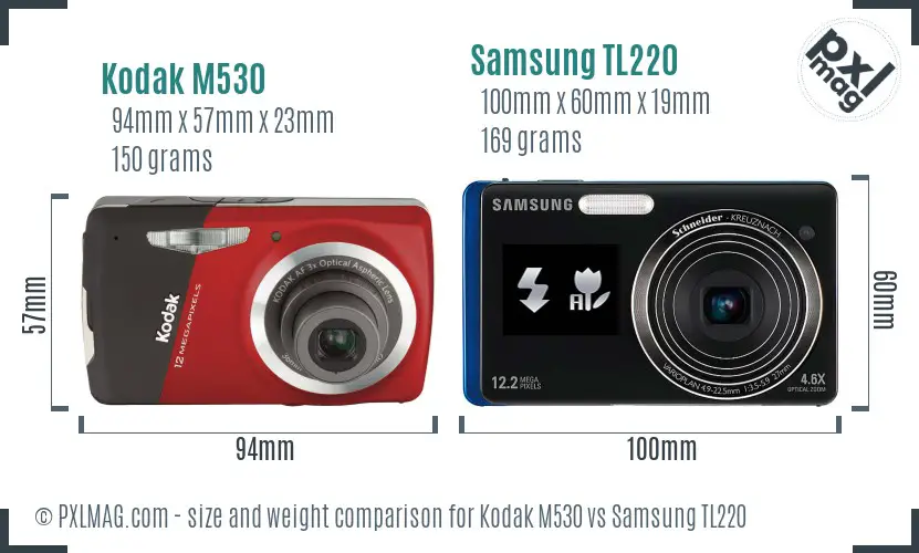 Kodak M530 vs Samsung TL220 size comparison
