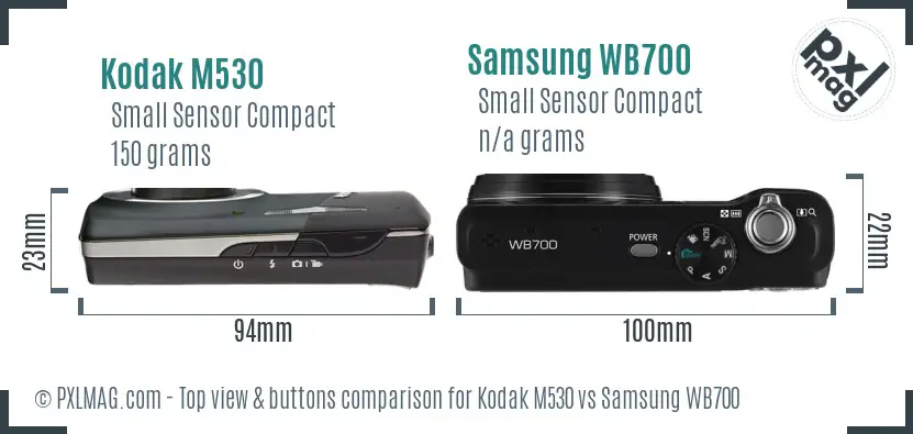 Kodak M530 vs Samsung WB700 top view buttons comparison