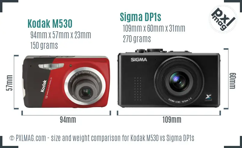 Kodak M530 vs Sigma DP1s size comparison