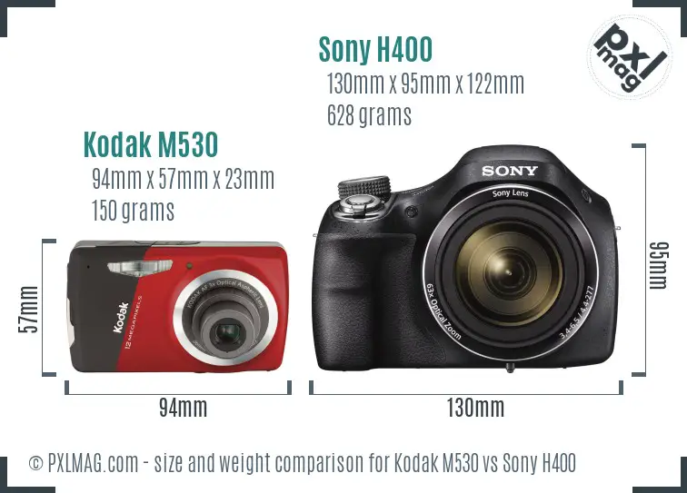 Kodak M530 vs Sony H400 size comparison